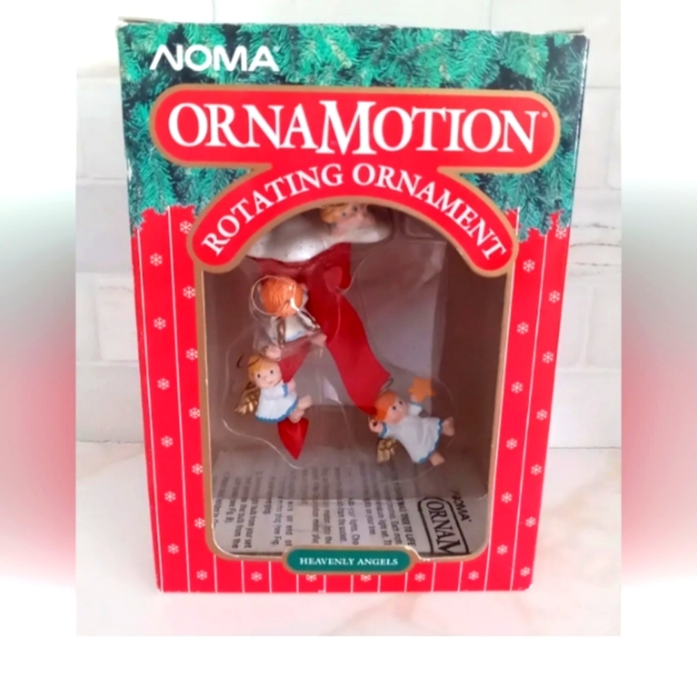Vintage Christmas Noma OrnaMotion Rotating Ornament Heavenly Angels 1989